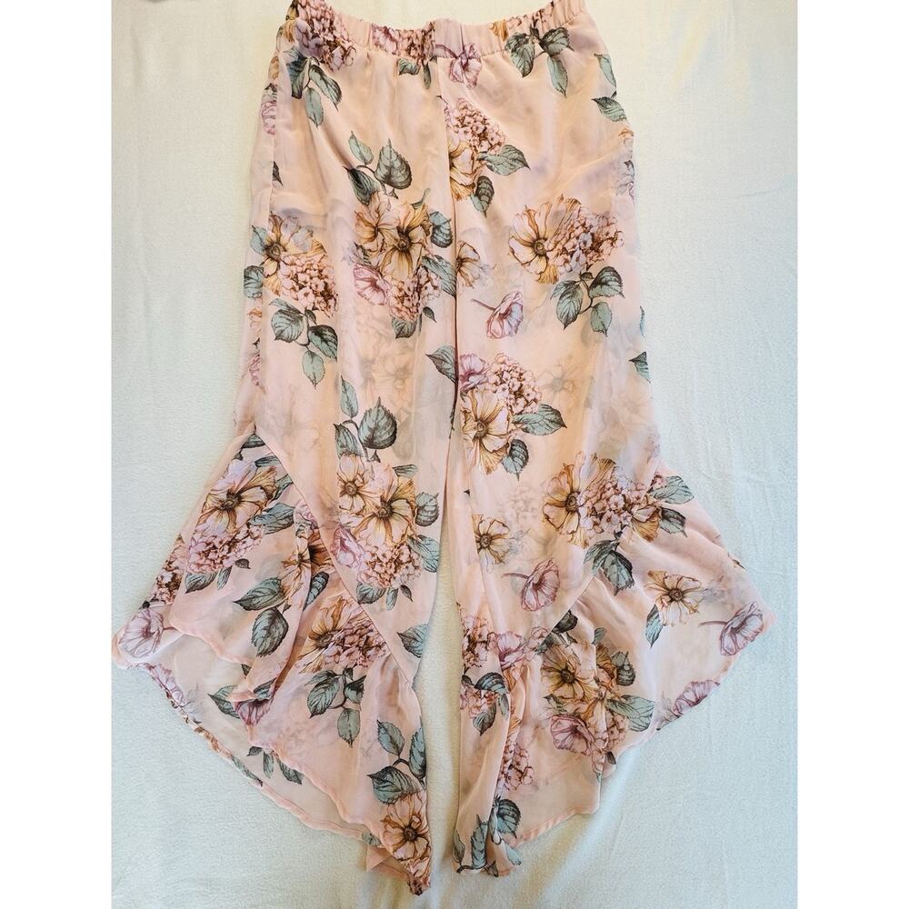Bebop Medium Cottage Core Floral Vintage Sheer With Shorts Flowy Flare Womens P